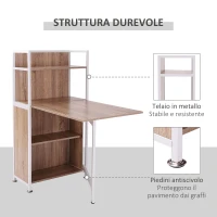 HOMCOM Mobiletto Angolare con Scrivania per Computer, Tavolo da Pranzo Estraibile in Legno MDF e Metallo, 97.5x62x121 cm(m-5)
