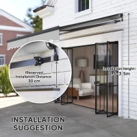 Outsunny 3 x 2.5m Electric Awning with Remote Controller, Aluminium Frame DIY Retractable Awning, UV30+ Sun Shade Canopy for Garden Patio Deck Door Window, Light Grey(m-7)