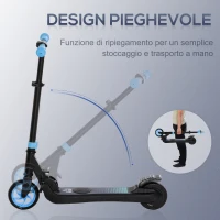 HOMCOM Monopattino Elettrico Pieghevole per Bambini 6+ Anni ad Altezza Regolabile, 71x36.5x75-80 cm, Nero e Azzurro(m-6)