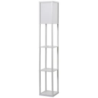 HOMCOM Lampadaire étagère Lampe étagère 26L x 26l x 160H cm 3 étagères 4 Niveaux MDF Blanc(m-10)