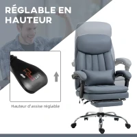 Vinsetto Fauteuil de bureau direction massant chauffant hauteur réglable dossier inclinable repose-pied gris(m-5)