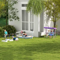 Outsunny Two Seater Kids Garden Swing, Fairy Themed kids Swing Chair with Adjustable Canopy, Safety Belts for Outdoor Use(m-9)