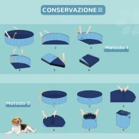 PawHut Piscina Pieghevole per Cani in Plastica con Bordo Stabile per Animali Domestici, Ø80 x 20 cm, Blu(m-7)