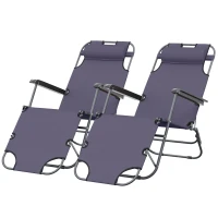 Outsunny Lot de 2 Chaises Longue Pliable Bain de Soleil fauteuil relax jardin transat Relaxation Dossier inclinable Repose-Pied(m-10)
