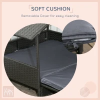 PawHut Extendable Elevated Dog Bed, Rattan Dog House w/ Water-Resistant Roof, Removable Cushion - Grey(m-8)