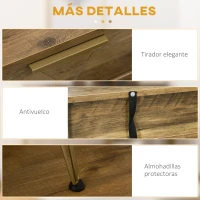 HOMCOM Consola Mueble Recibidor de Entrada con 2 Cajones Estante Abierto y Patas de Acero 120x29x79 cm Madera y Bronce(m-6)