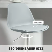 HOMCOM 2er-Set Barhocker, Barstühle, Drehstühle mit Lehne, höhenverstellbar, bis 120 kg belastbar, 42 x 38 x 82-104 cm, Grau(m-6)