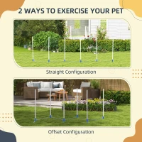 PawHut Dog Agility Equipment Training Adjustable Obstacle Course Set with 6 Weaves Poles Storage Bag for Pet Outdoor Games Exercise(m-4)
