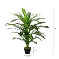 Outsunny Pianta Tropicale Decorativa Dracena Finta in Plastica con Vaso per Interno ed Esterno, Ф18 x 110cm(m-3)