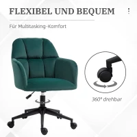 Vinsetto Bürostuhl, ergonomisch, höhenverstellbar, drehbar, Samtoptik, bis 120 kg, Grün(m-5)