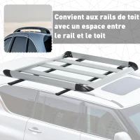 HOMCOM Barres de toit de voiture - gallerie de toit - porte-bagage de toit dim. 110L x 90l x 8H cm - alu. ABS gris noir(m-4)