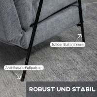 HOMCOM Sessel mit Ottomane Polstersessel Relaxsessel, inkl. Kissen, 68 cm x 91,5 cm x 88 cm, Hellgrau(m-7)