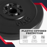 HOMCOM 4pc Durable Gym Barbell Plates W/ 1 inch Holes Weight Dumbbell Set for Exercise Fitting Gym Body Workout Disc Weight Plate Set 2 x 5kg & 2 x 10kg Black(m-5)