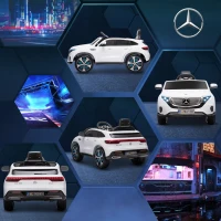 HOMCOM Mercedes Benz EQC Licensed 12V Kids Electric Ride On Car with Parental Remote Control Battery-powered 2 Motors Music Lights Bluetooth for 3-5 Years Old White(m-9)