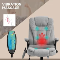 Vinsetto Office Chair, Ergonomic Desk Chair with 6-Point Massage and Back Heated, Linen-Feel Fabric Computer Gaming Chair with Arms, Lumbar Support, Light Grey(m-4)