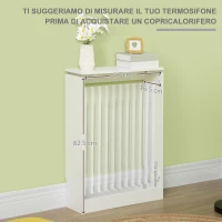 HOMCOM Copritermosifone a Doghe Moderno ed Elegante per la Casa, in MDF e Acciaio, 60x18x84cm, Bianco(m-5)