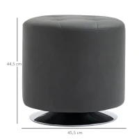 HOMCOM Reposapiés Otomano Giratorio Taburete Puff Redondo Tapizado en Piel Sintético de Estilo Moderno para Dormitorio Entrada Salón Ø45,5x44,5 cm Gris(m-3)