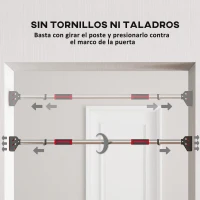 SPORTNOW Barra para hacer Dominadas para Puerta Ajustable de 95 cm a 123 cm Carga 200 kg para Ejercicio y Entrenamiento Negro(m-5)