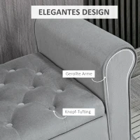 HOMCOM Sitzbank Polsterbank Bettbank, Knopfheftung, Samtoptik, 126 cm x 48,5 cm x 57 cm, Grau(m-6)