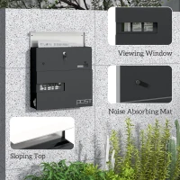 HOMCOM Locking Galvanised Steel Letterbox - Charcoal Grey/Black(m-6)