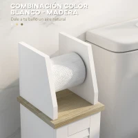 kleankin Portarollos para Baño Moderno Mueble Auxiliar de Baño con Estantes Ajustables y Portarrollos de Papel 18x20x80 cm Blanco(m-6)
