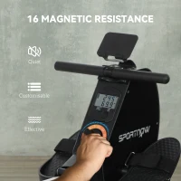 SPORTNOW Folding Magnetic Rowing Machine, with 16-Level Adjustable Resistance, Black(m-4)