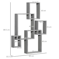 HOMCOM Floating Shelves, Wall Mounted Interlocking Cube Shelves, Display Wall Shelf for Living Room, Bedroom, Hallways, Grey(m-3)