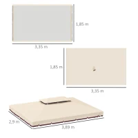 Outsunny Toile de rechange pour pavillon tonnelle tente polyester haute densité 4 rideaux 4 moustiquaires 389 x 290 cm beige(m-3)