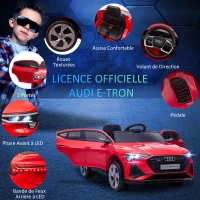 HOMCOM Voiture électrique enfants sous Licence Audi e-tron Sportback, véhicule électrique 12V Max. 5 Km/h avec télécommande 2,4G, phares LED, musique, klaxon, port USB, MP3, rouge(m-7)