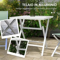 Outsunny Set da Giardino 3pz Pieghevoli in Alluminio con 2 Sedie 47x54x83 cm e Tavolo 70x70x72 cm, Verde(m-7)