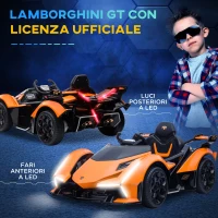 HOMCOM Macchina Elettrica per Bambini Lamborghini con Telecomando, Fari LED e Musica, Età 3+ Anni, Arancione(m-7)