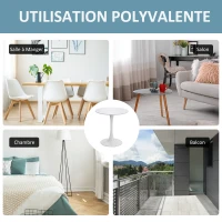 HOMCOM Table ronde tulipe design Ø 60 x 73H cm métal MDF blanc(m-5)