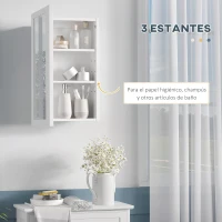 kleankin Armario con Espejo de Baño Botiquín de Pared con Puerta y Estantes Ajustables para Dormitorio Aseo 40x12x71 cm Blanco(m-5)