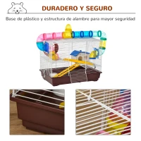 PawHut Jaula para Hamster Casa para Ratoncillos Roedores Animal Pequeño con Escalera, Pista, Molino de Viento Accesorios Incluidos 62x29x52cm(m-6)