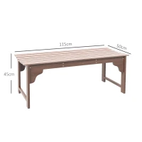 Outsunny Banc de jardin 2 places banc d'extérieur sans dossier assise à lattes cadre en bois pour jardin, terrasse, cour(m-3)