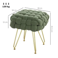 HOMCOM Velvet-Feel Bold Woven Footstool - Green(m-3)