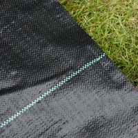 Outsunny Telo per Pacciamatura 50x1 m in PP Drenante e Traspirante per Orto, Serra e Giardino, Nero(m-8)