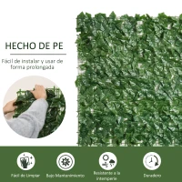 Outsunny Seto Artificial Ocultación Jardín en Rollo 3x1 m Valla de Privacidad de Hiedra Artificial para Balcón Exterior(m-4)