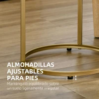 HOMCOM Juego de 2 Mesitas Auxiliares Anidadas con Estructura de Metal y Encimera de Cristal Ø50x58 cm y Ø37x51 cm Dorado(m-6)