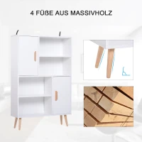 HOMCOM Kommode Sideboard Schubladenkommode Highboard Schrank Anrichte Schuhschrank Küchenregal Küchenschrank mit 2 Türen 5 Fächern Weiß 80 x 23,5 x 123 cm(m-6)