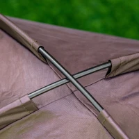 PawHut Haustierbett mit Baldachin, klappbar, Hundeliege, Outdoor-Hundebett, Mesh-Stoff, Braun + Schwarz(m-9)