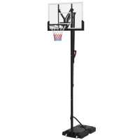 SPORTNOW Six-Level Height Adjustable Freestanding Basketball Hoop and Stand with Wheels, 2.35-3.05m(m-11)
