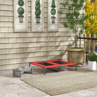 PawHut Hundebett, Hundeliege, robust, erhöht & wetterfest, bis 50 kg, 92x76x18cm, Rot(m-9)