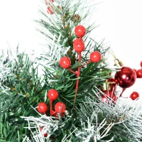 HOMCOM Sapin de Noël artificiel hauteur 75 cm aspect enneigé - lot de 2 sapins LED - 8 modes d'éclairage - 70 branches - décoration incluse - usage extérieur intérieur(m-9)