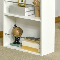 HOMCOM Tavolo da Bar con 3 Mensole e Barre Protettive, in Acciaio e Truciolato, 112x57x106 cm, Bianco(m-8)