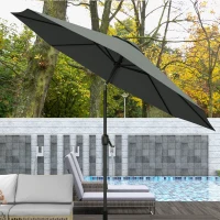 Outsunny 3(m) Tilting Parasol Garden Umbrellas, Outdoor Sun Shade with 8 Ribs, Tilt and Crank Handle for Balcony, Bench, Garden, Dark Grey(m-9)