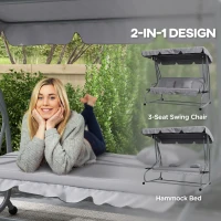 Outsunny Three-Person garden Swing Chair, with Adjustable Canopy - Light Grey(m-4)