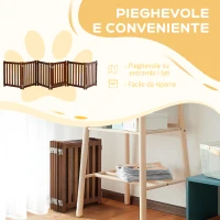 PawHut Recinto e Cancellino per Cani di Piccola Taglia a 6 Pannelli, Design Pieghevole e Salvaspazio, Marrone(m-7)