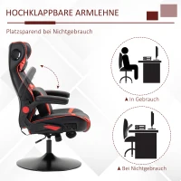 Vinsetto Gamingsessel, Gamingstuhl, integrierte Lautsprecher, neigbare Rücklehne, schwarz+rot, 69 x 73 x 118cm(m-7)