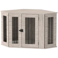 PawHut Dog Crate Furniture Side Table, with Cushion, 104 x 55 x 63cm - Walnut Brown(m-11)
